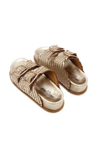 Mules double boucles tressée or SWEET LEMON | Marine
