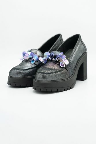 Mocassins noir en glitter SWEET LEMON | Marine