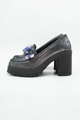 Mocassins noir en glitter SWEET LEMON | Marine