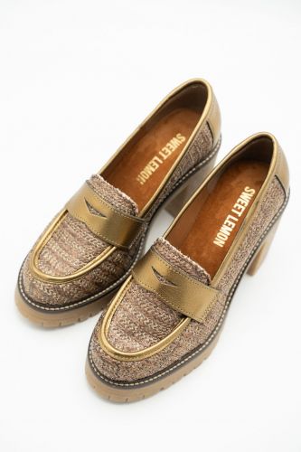 Mocassins tweed et doré SWEET LEMON | Marine