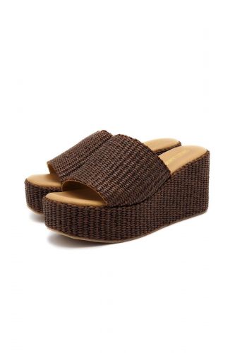 Mules compensées brune SWEET LEMON | Marine