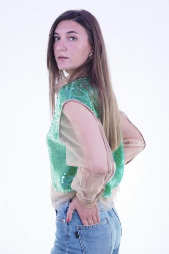 Chemise en sequins vert T-COAT | Marine