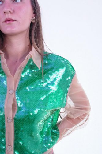 Chemise en sequins vert T-COAT | Marine