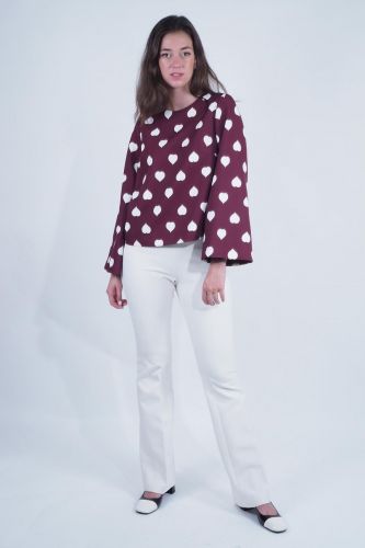 Blouse bordeaux à coeurs blancs TARA JARMON | Marine 