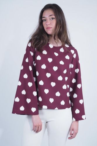 Blouse bordeaux à coeurs blancs TARA JARMON | Marine 