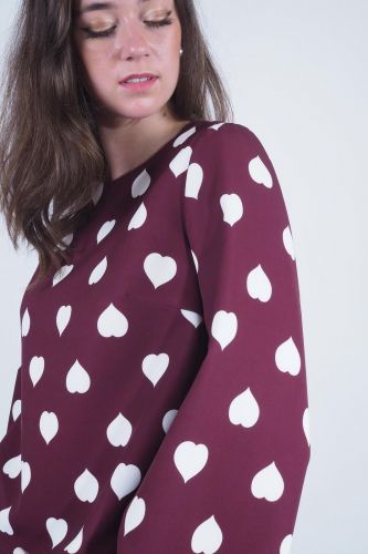 Blouse bordeaux à coeurs blancs TARA JARMON | Marine 