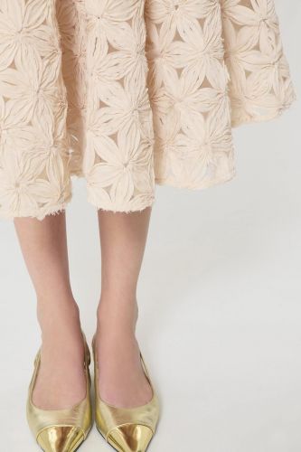 Jupe à fleurs brodées beige en tulle TARA JARMON | Marine
