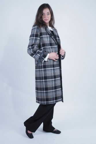 Manteau long écossais TARA JARMON | Marine 