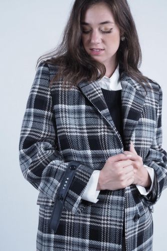 Manteau long écossais TARA JARMON | Marine 