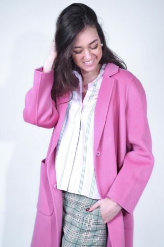 Manteau long en laine rose TARA JARMON | Marine