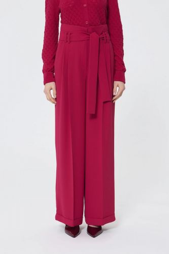 Pantalon crêpe taille haute grenat TARA JARMON | Marine