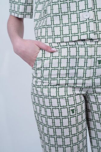 Pantalon écru avec motifs graphiques TARA JARMON | Marine