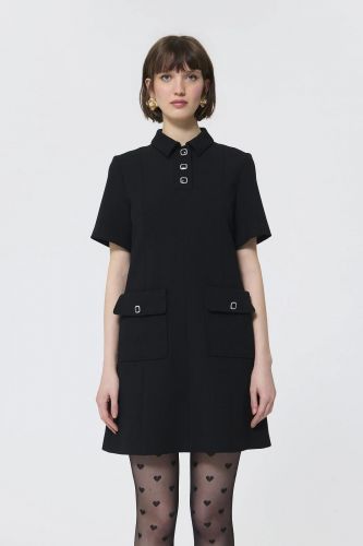 Tara Jarmon robe Noir femmes (Robe vintage courte boutons bijoux - ROANNE) - Marine | Much more than shoes