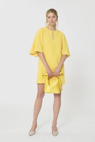 Robe trompe l'oeil jaune mimosa TARA JARMON | Marine