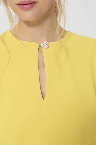 Robe trompe l'oeil jaune mimosa TARA JARMON | Marine