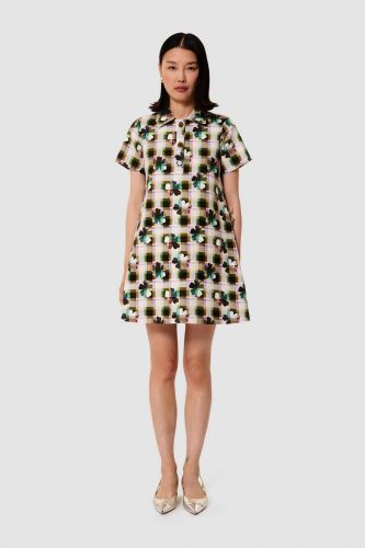 Robe courte motif trèfle multicolore TARA JARMON | Marine