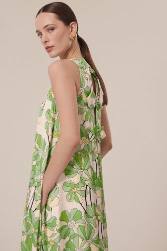 Maxi robe imprimé floral vert TARA JARMON | Marine