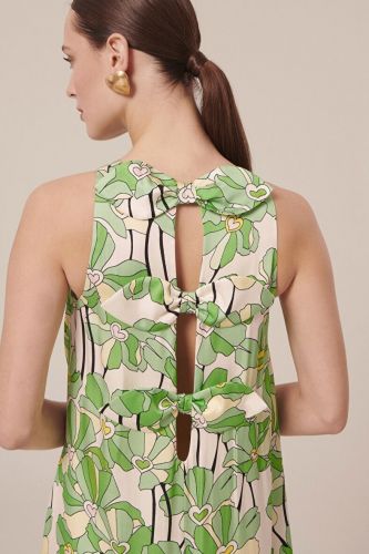 Maxi robe imprimé floral vert TARA JARMON | Marine