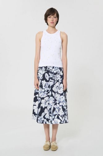 Tank top fleurs en perles TARA JARMON | Marine