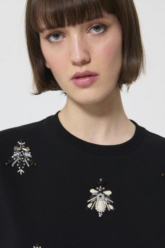 Tara Jarmon tee-Shirt Noir femmes (Teeshirt noir insectes en strass coton - TARABEE noir hiver) - Marine | Much more than shoes