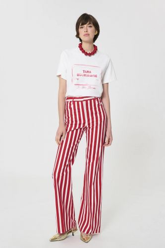 T-shirt blanc logo rouge TARA JARMON | Marine