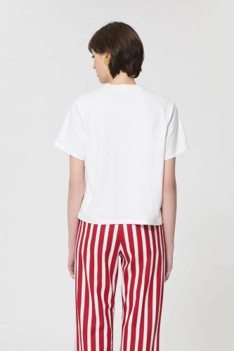 T-shirt blanc logo rouge TARA JARMON | Marine