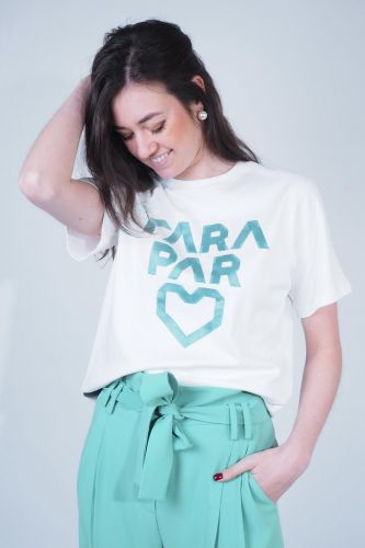 T-shirt blanc avec message TARA JARMON | Marine