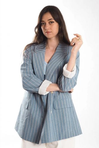 Blazer rayé bleu jeans THE KORNER | Marine