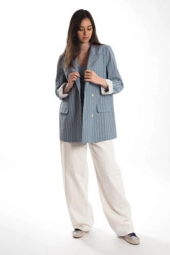 Blazer rayé bleu jeans THE KORNER | Marine