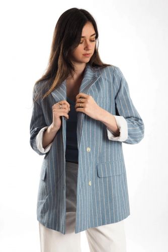 Blazer rayé bleu jeans THE KORNER | Marine