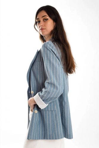 Blazer rayé bleu jeans THE KORNER | Marine