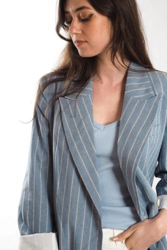 Blazer rayé bleu jeans THE KORNER | Marine