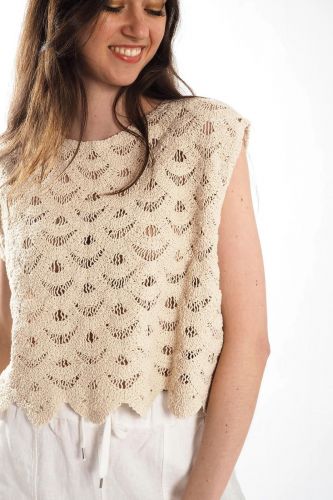 Top en crochet crème THE KORNER | Marine