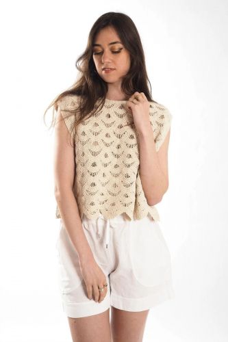 Top en crochet crème THE KORNER | Marine