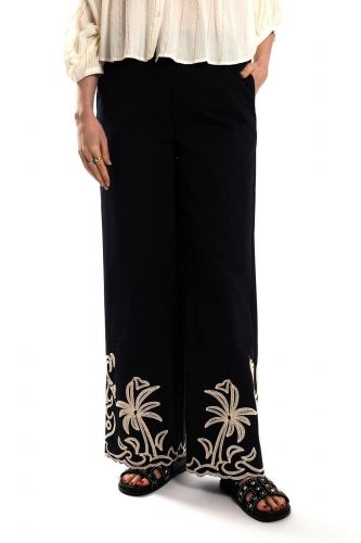 Pantalon avec broderies THE KORNER | Marine