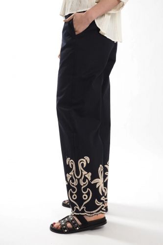 Pantalon avec broderies THE KORNER | Marine