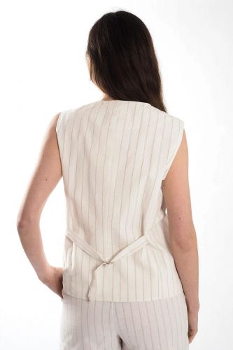 Veste blazer sans manches à rayures écru THE KORNER | Marine