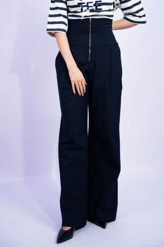 Pantalon en mélange de laine noir THE LATEST | Marine