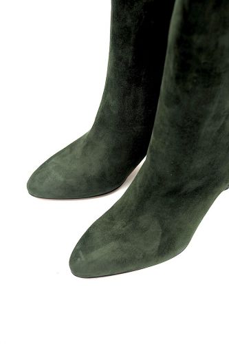 Boots à fin talon en daim vert sombre THE SELLER | Marine