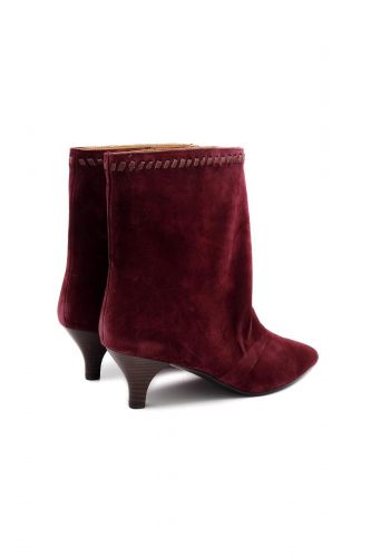 Boots courtes framboise à petit talon TORAL | MARINE Auvelais
