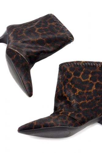 Boots courtes léopard à petit talon TORAL | Marine