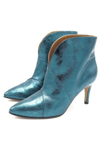 Toral boots Bleu femmes (pointu et court talon fin moyen - YAIZA métal petrol) - Marine | Much more than shoes