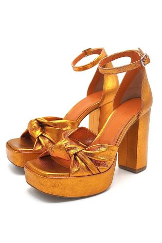 Sandale à talon haut orange métalisé TORAL | Marine