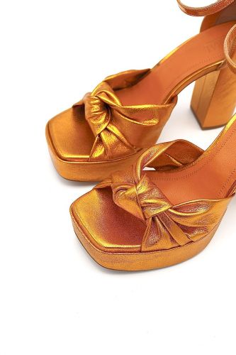 Sandale à talon haut orange métalisé TORAL | Marine