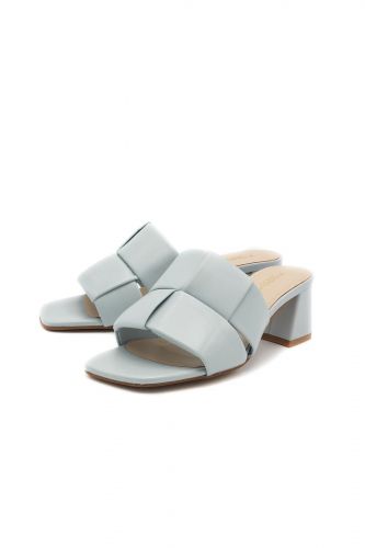 Mules à talon en cuir tressé bleu ciel TOSCA BLU | Marine