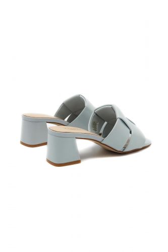 Mules à talon en cuir tressé bleu ciel TOSCA BLU | Marine