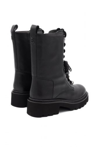 Bottine style biker en cuir noir à lacets en dentelle TOSCA BLU | Marine