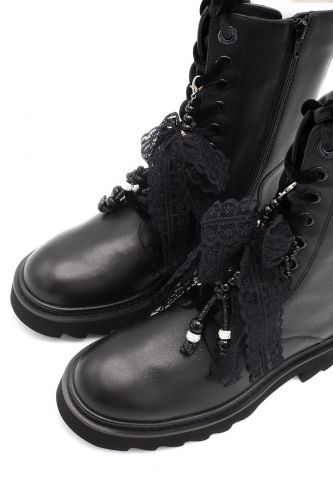 Bottine style biker en cuir noir à lacets en dentelle TOSCA BLU | Marine