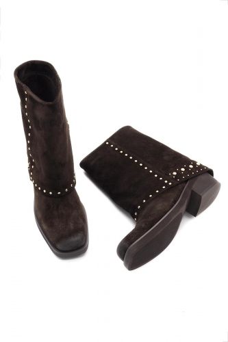 Botte marron à revers clouté et petit talon TOSCA BLU | Marine