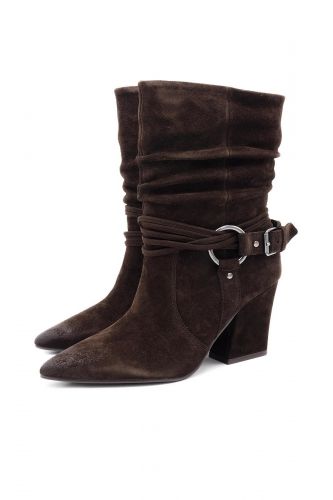 Boots marron à demi-talon carré et boucle décorative TOSCA BLU | Marine